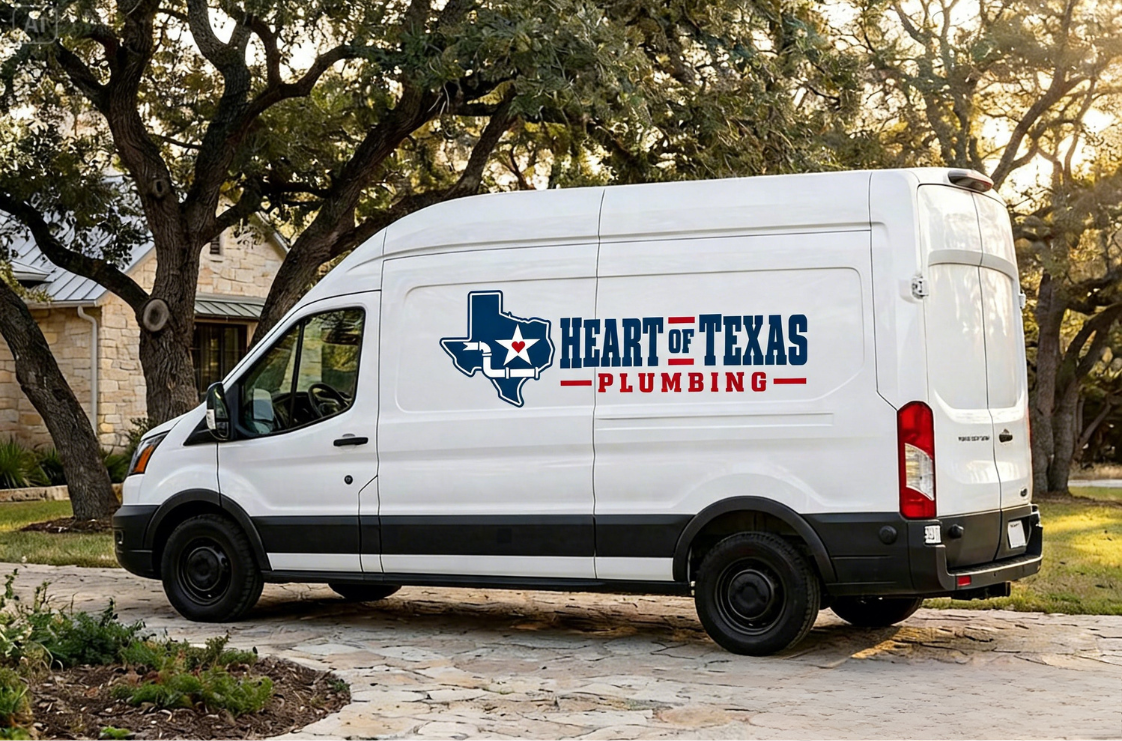 Heart of Texas Plumbing branded service vehicle visual